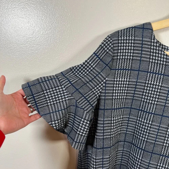 Calvin Klein Houndstooth Knee Length Shift Dress Size 14 Flutter Sleeve Plaid - Picture 5 of 10